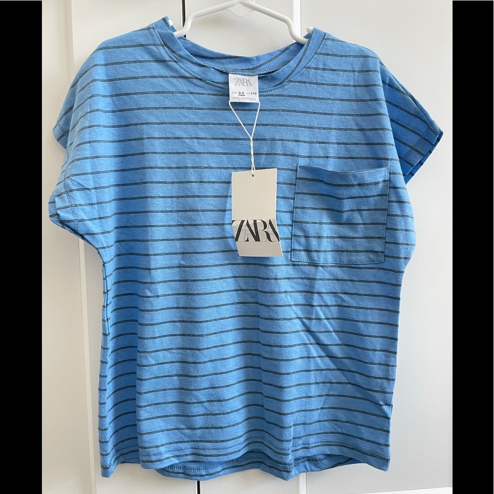 NWT Zara blue striped shirt Size 4-5